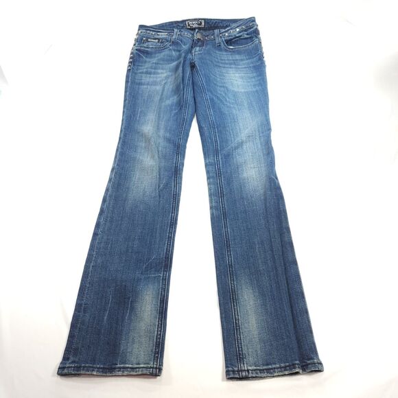 Rerock for Express Straight Medium Wash Casual Denim Jeans Womens Size 2 Blue - Picture 2 of 9